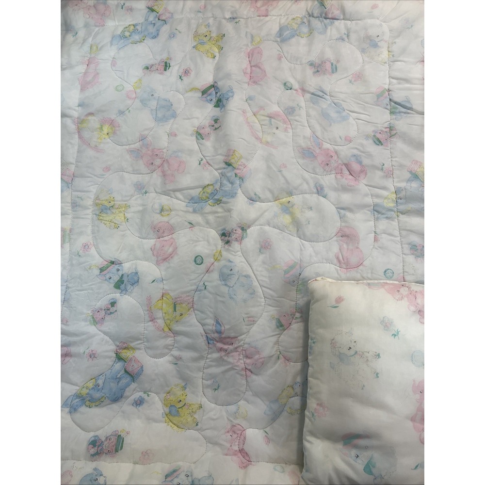 Rare Complete VTG 1970s Triboro Nursery Set –Blanket, Pillow, & Original Box!